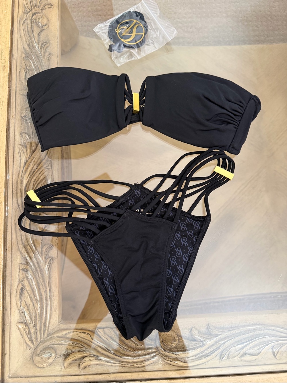 Victoria's Secret Black Multi-Strap Bandeau Bikini Set